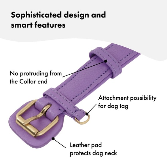 William Walker Leather Dog Collar, Size Large, Color: Lavendar - Picture 4 of 8